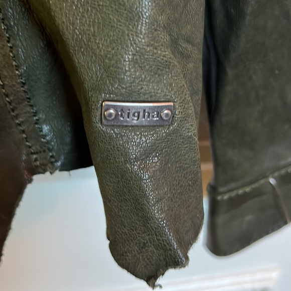 Tigha lambskin distressed green army top jacket - Picture 6 of 11